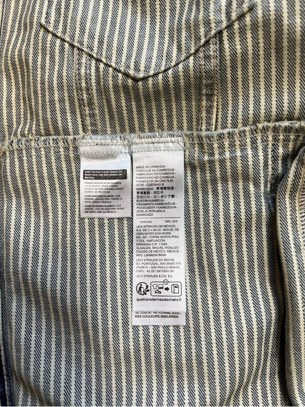 Levi’s Premium Relaxed Fit S Trucker Jacket A5782‑0077 Railroad Stripe NWT - Picture 6 of 12